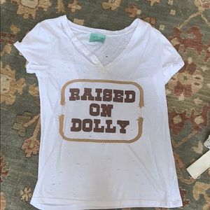 5 FOR $25  Raised on Dolly distressed band tee